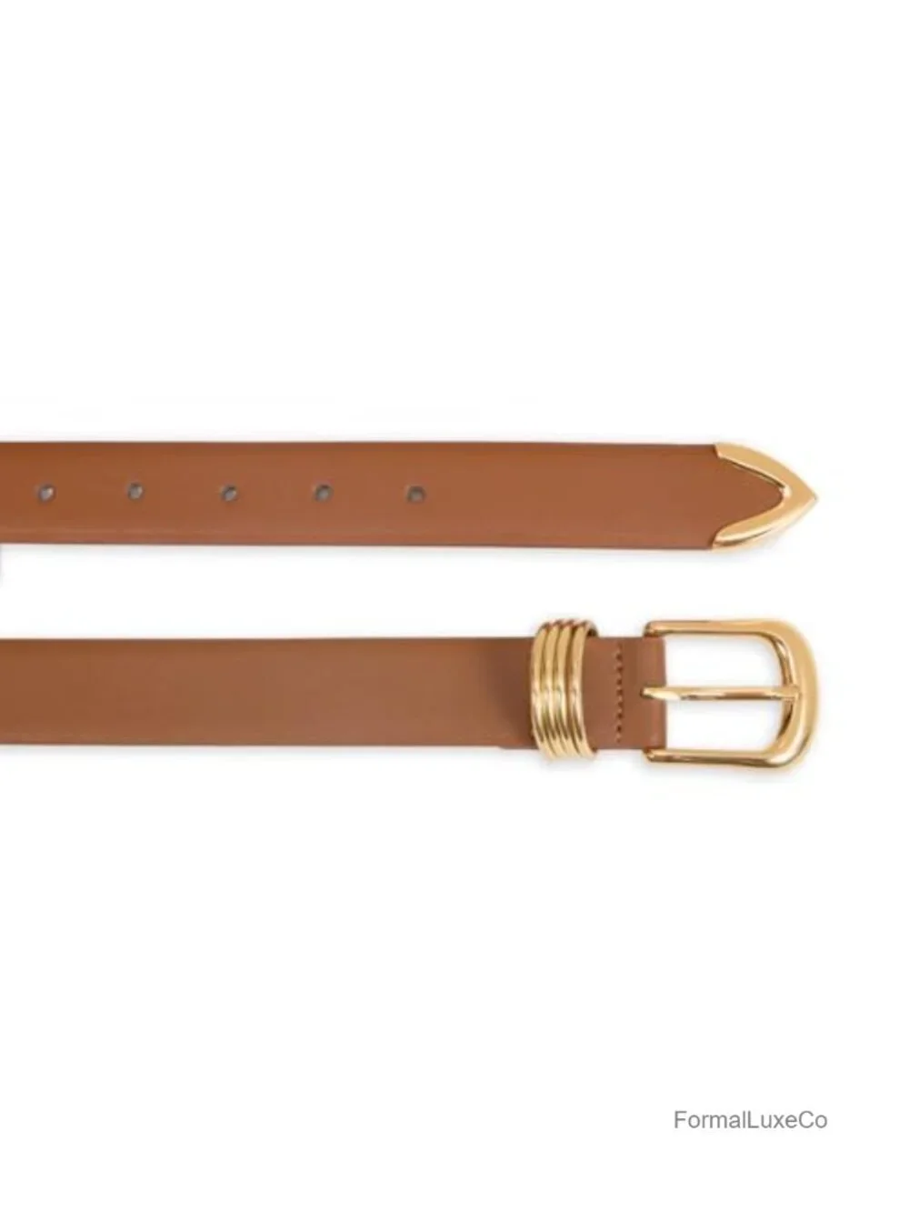 Faux Leather Thin Belt with Gold Buckle Skinny Waist Belt for Women